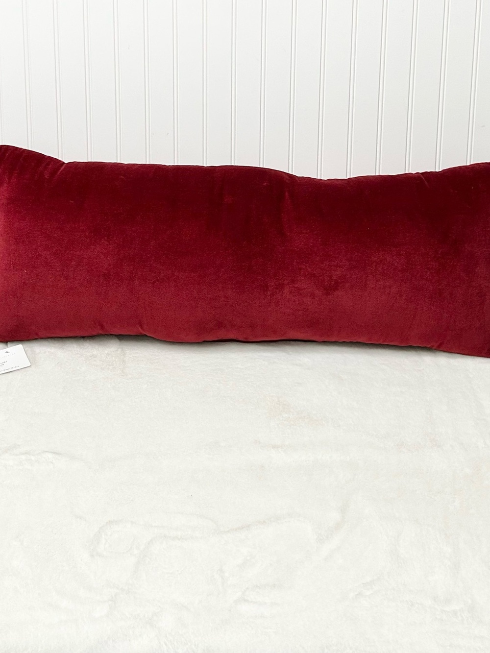 Pottery Barn red velvet lumbar pillow
